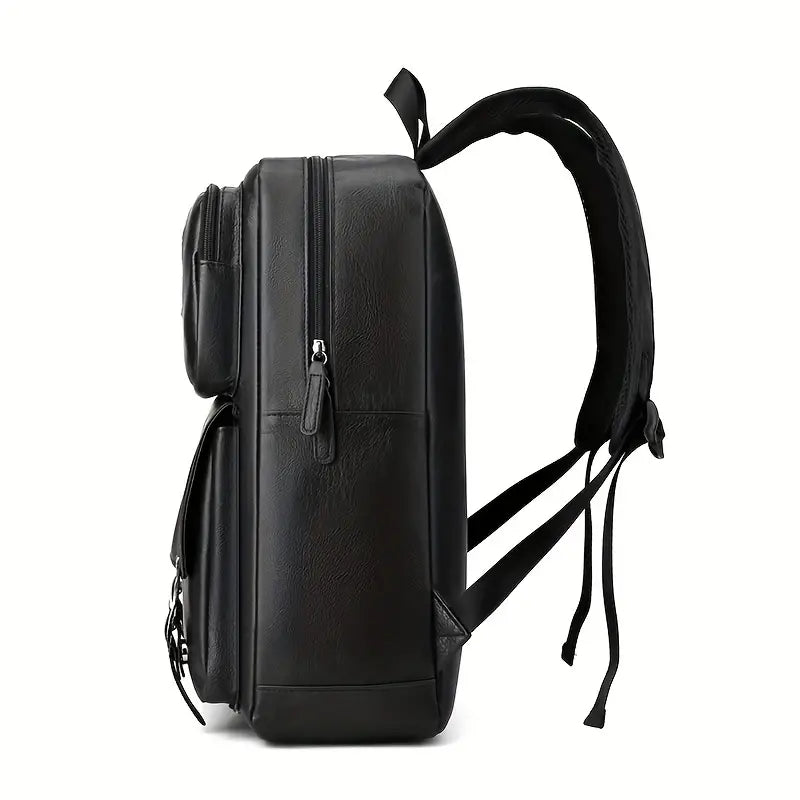 Mochila Cuero Pu Con Bolsillos Delantero