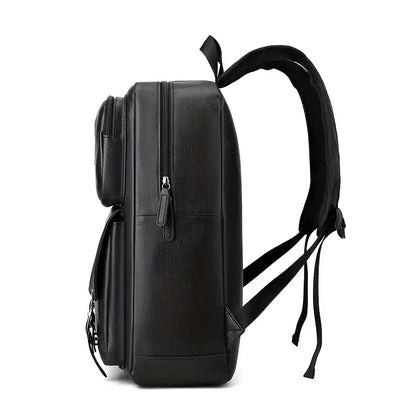 Mochila Cuero Pu Con Bolsillos Delantero