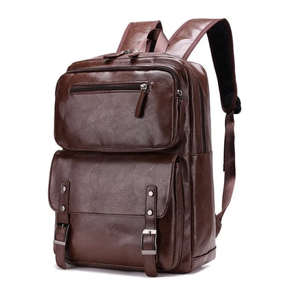 Mochila Cuero Pu Con Bolsillos Delantero