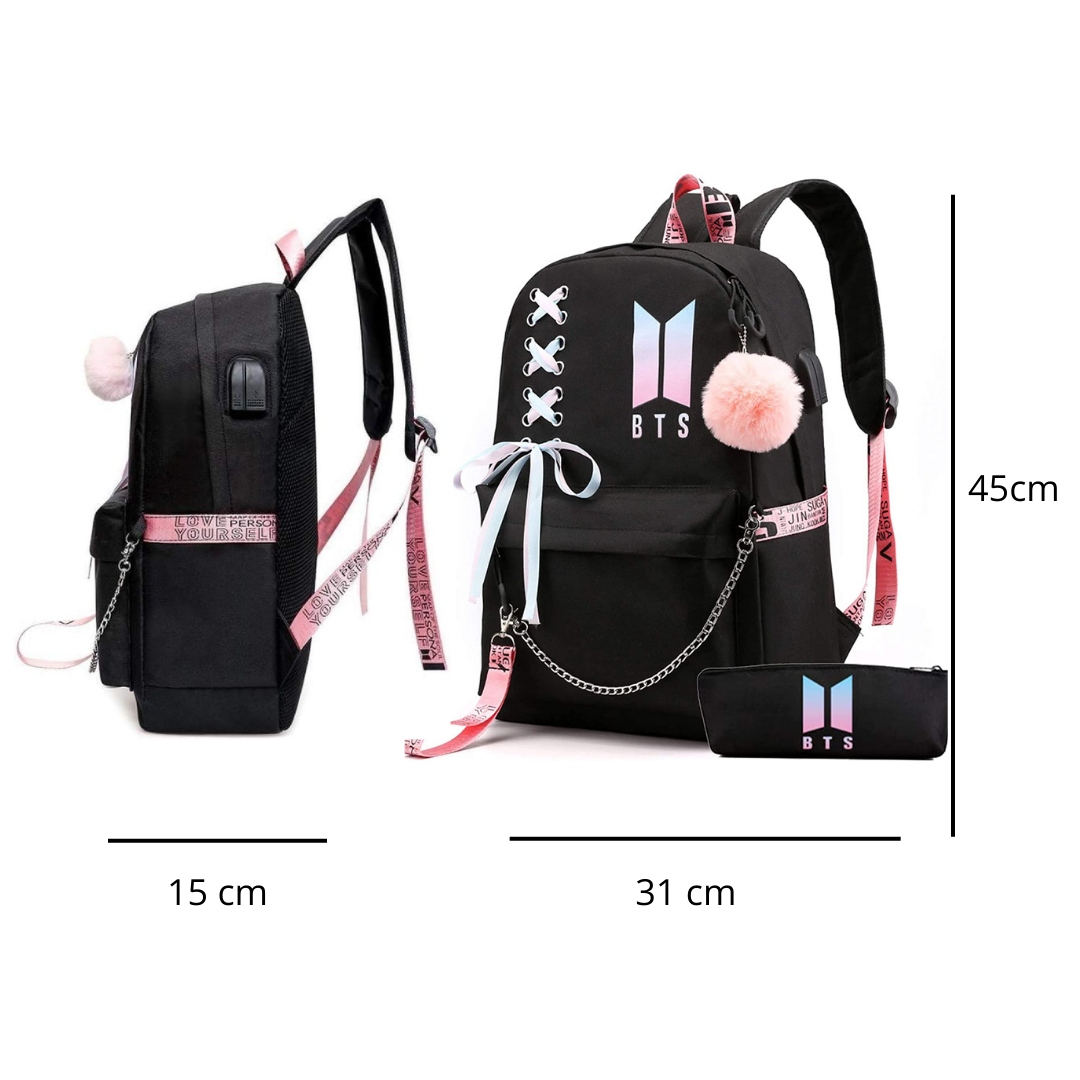 Mochila Escolar BTS color Negro