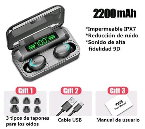 Audífonos Bluetooth F9 5-C TWS 2000 mAh