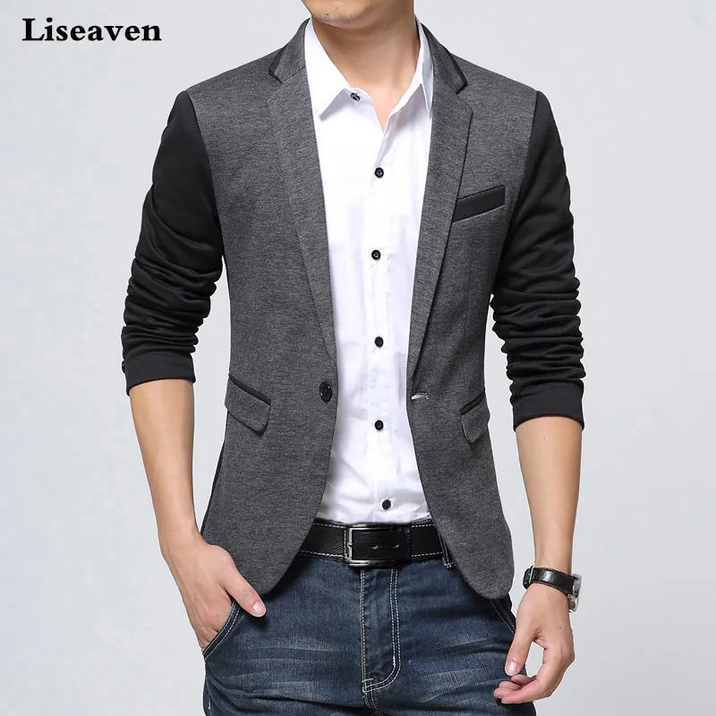 Liseaven Brand Clothing Blazer Men Fashion Coat Slim Male