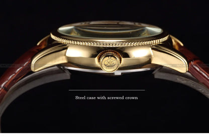 Men Wrist Watches Luxury Golden Skeleton Mechanical