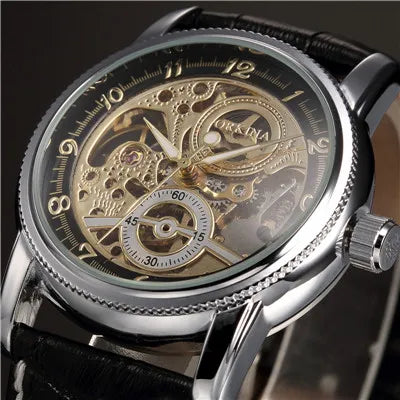 Men Wrist Watches Luxury Golden Skeleton Mechanical