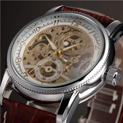 Men Wrist Watches Luxury Golden Skeleton Mechanical