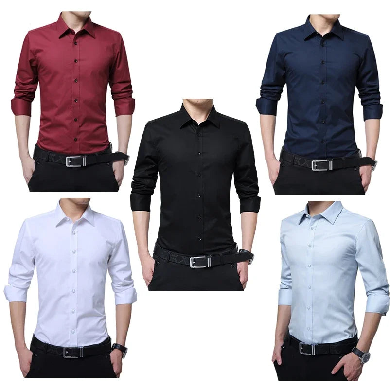 BROWON Men Fashion Blouse Shirt Long Sleeve Business