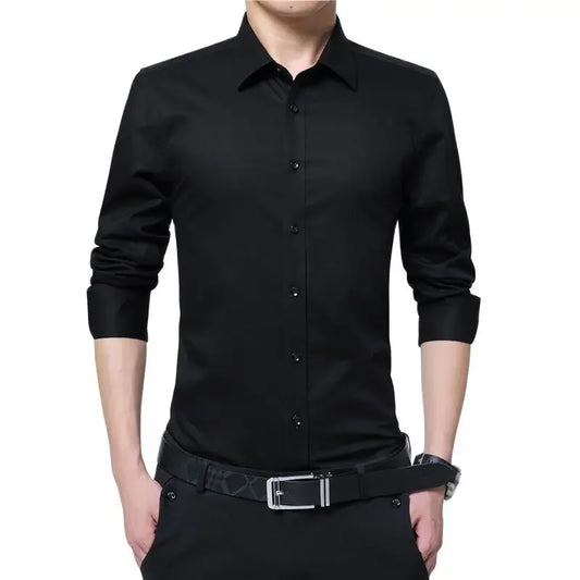 BROWON Men Fashion Blouse Shirt Long Sleeve Business