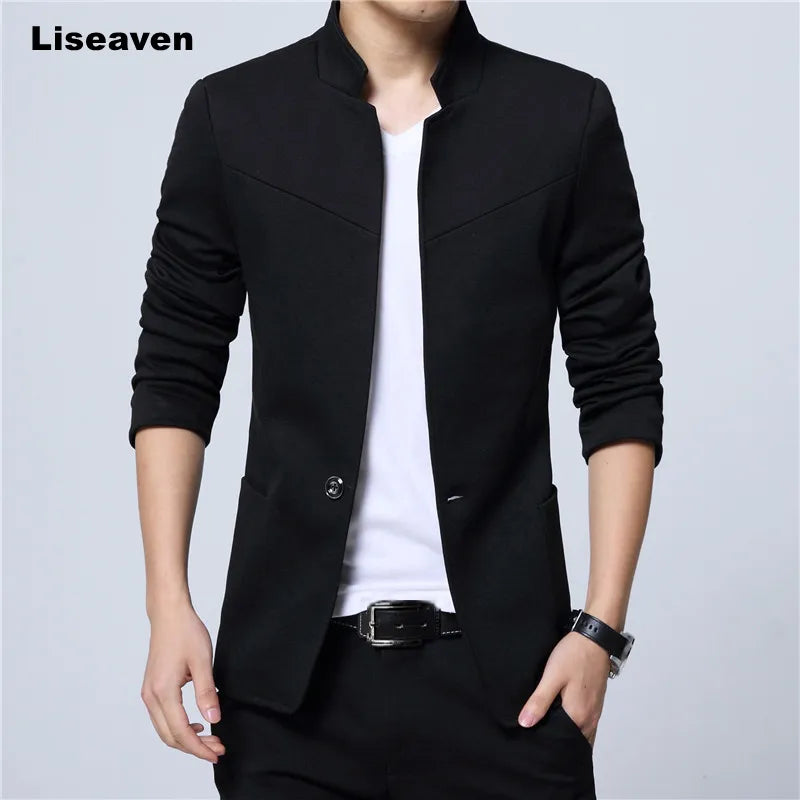 Liseaven Blazer Men Jackets Male Stand Collar Male Blazers